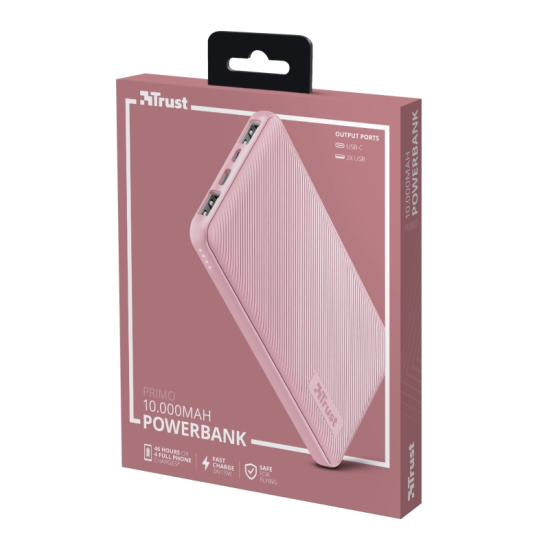 Външна батерия | TRUST Primo Fast Ultra-thin Powerbank 10000 mAh Pink Външна батерия | TRUST Primo Fast Ultra-thin Powerbank 10000 mAh Pink