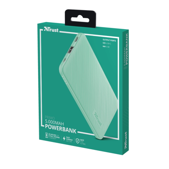 Външна батерия | TRUST Primo Fast Ultra-thin Powerbank 5000 mAh Mint Външна батерия | TRUST Primo Fast Ultra-thin Powerbank 5000 mAh Mint