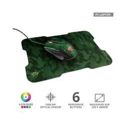 Комплект | TRUST GXT 781 Rixa Camo Gaming Mouse & Mouse Pad
