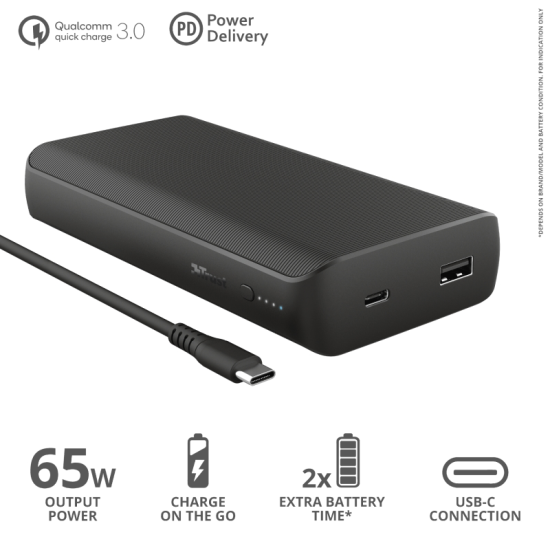 Външна батерия | TRUST Laro 65W USB-C Laptop Powerbank Външна батерия | TRUST Laro 65W USB-C Laptop Powerbank