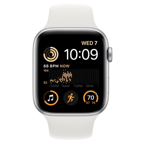 Часовник | Apple Watch SE2 GPS 44mm Silver Aluminium Case with White Sport Band - Regular
