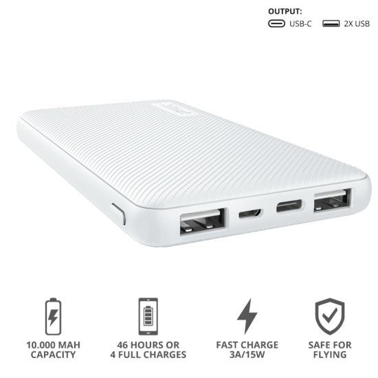 Външна батерия | TRUST Primo Fast Ultra-thin Powerbank 10000 mAh White Външна батерия | TRUST Primo Fast Ultra-thin Powerbank 10000 mAh White