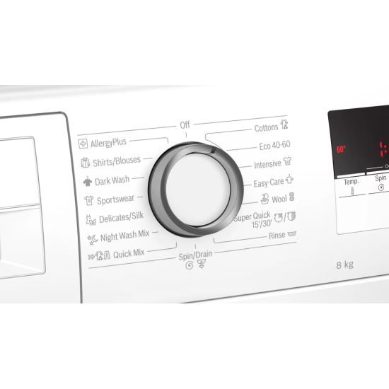 Пералня | Bosch WAN24164BY SER4 Washing machine 8kg | 1200 rpm | 55/76dB | white-black grey door Пералня | Bosch WAN24164BY SER4 Washing machine 8kg | 1200 rpm | 55/76dB | white-black grey door