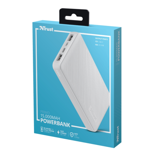 Външна батерия | TRUST Primo Fast Powerbank 15000 mAh White Външна батерия | TRUST Primo Fast Powerbank 15000 mAh White