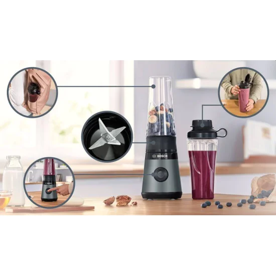 Блендер | Bosch MMB2111S | Blender VitaPower Series 2 | 0,6 L | 450 W | ToGo bottle from Tritan | Grey Блендер | Bosch MMB2111S | Blender VitaPower Series 2 | 0,6 L | 450 W | ToGo bottle from Tritan | Grey