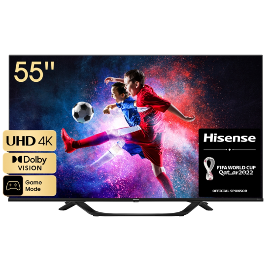 Телевизор | Hisense 55" A63H | 4K Ultra HD 3840x2160 | DLED | HDR 10+ | HLG | Dolby Vision | Dolby Vision | DTS Virtual X | Smart TV | WiFi 5GHz | WiFi Direct | BT | Anyview Cast | 3xHDMI | 2xUSB | LAN | CI+ | DVB-T2/C/S2 | Black