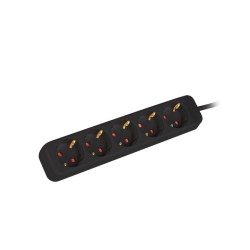 Разклонител | Lanberg power strip 1.5m | 5 sockets | french quality-grade copper cable | black