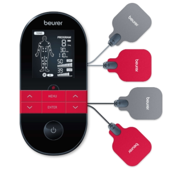 Масажор | Beurer EM 59 Digital TENS/EMS device with heat function | Pain therapy | Muscle stimulation | Heat function | Electrode positioning indicator | 4 electrodes with gel pads | 2 separately adjustable channels | 64 pre-programmed applications Масажор | Beurer EM 59 Digital TENS/EMS device with heat function | Pain therapy | Muscle stimulation | Heat function | Electrode positioning indicator | 4 electrodes with gel pads | 2 separately adjustable channels | 64 pre-programmed applications
