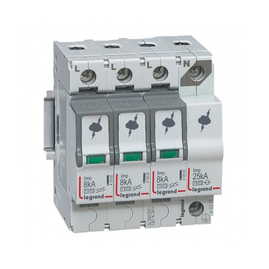 КАТОДЕН ОТВОДИТЕЛ КЛАС1+2 3P+N 25KA LEGRAND КАТОДЕН ОТВОДИТЕЛ КЛАС1+2 3P+N 25KA LEGRAND