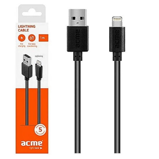 КАБЕЛ USB - LIGHTINING 1m CB1031 ACME - ЧЕРЕН КАБЕЛ USB - LIGHTINING 1m CB1031 ACME - ЧЕРЕН