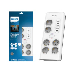 РАЗКЛОНИТЕЛ С 6 ГНЕЗДА ШУКО+1xTypeC+4xUSBSURGE PROTECTOR SPN7060  PHILIPS