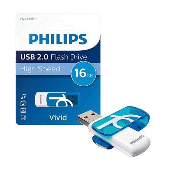 USB 2.0 16GB VIVID PHILIPS - СИН USB 2.0 16GB VIVID PHILIPS - СИН