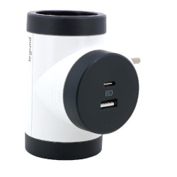 АДАПТОР 2хШУКО+2 USB A+C с ОБРАТНО ВЪРТЕНЕ LEGRAND - БЯЛ/СИВ